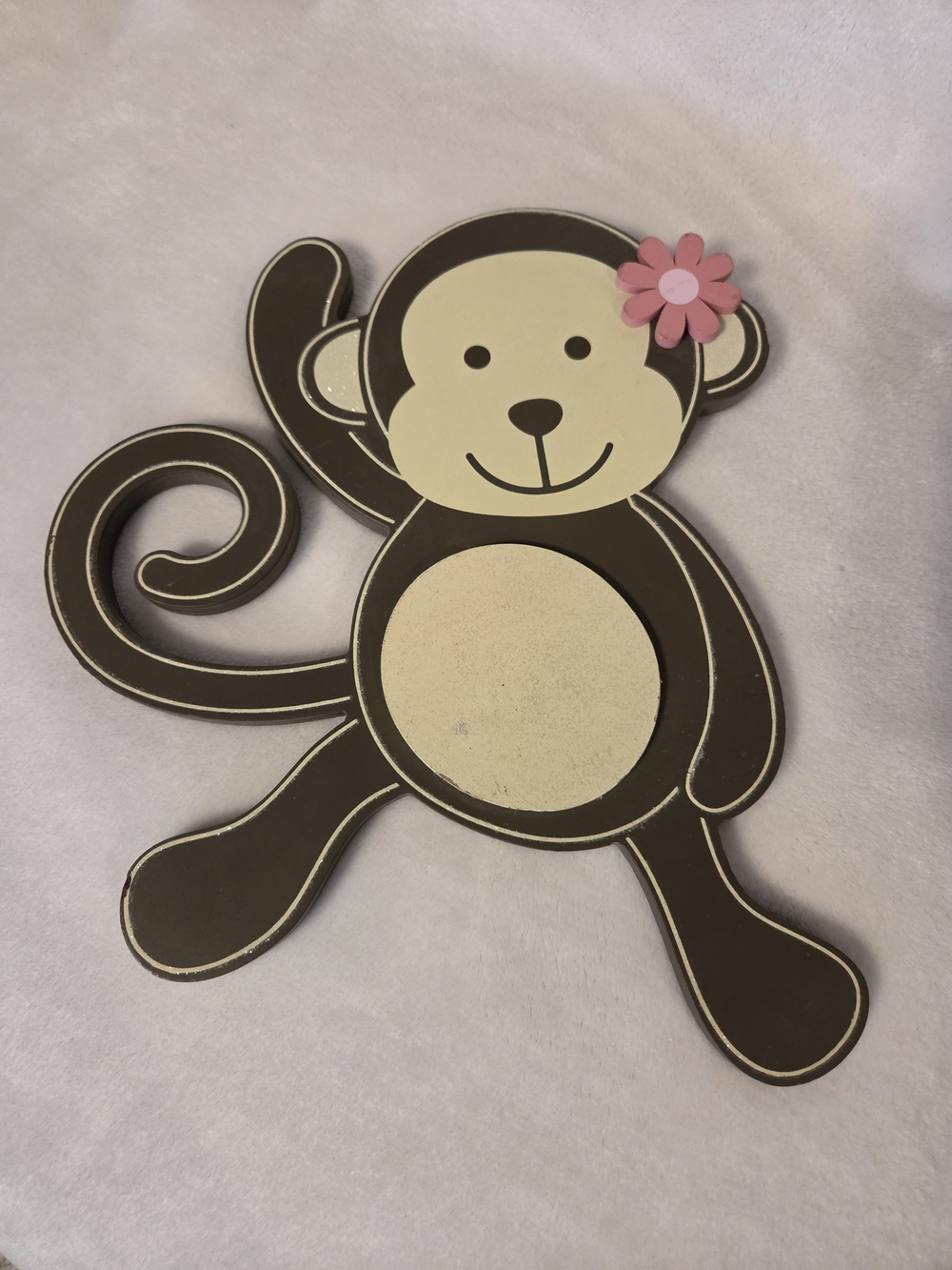 Cute Kids Wooden Monkey With Bow Wall Decor